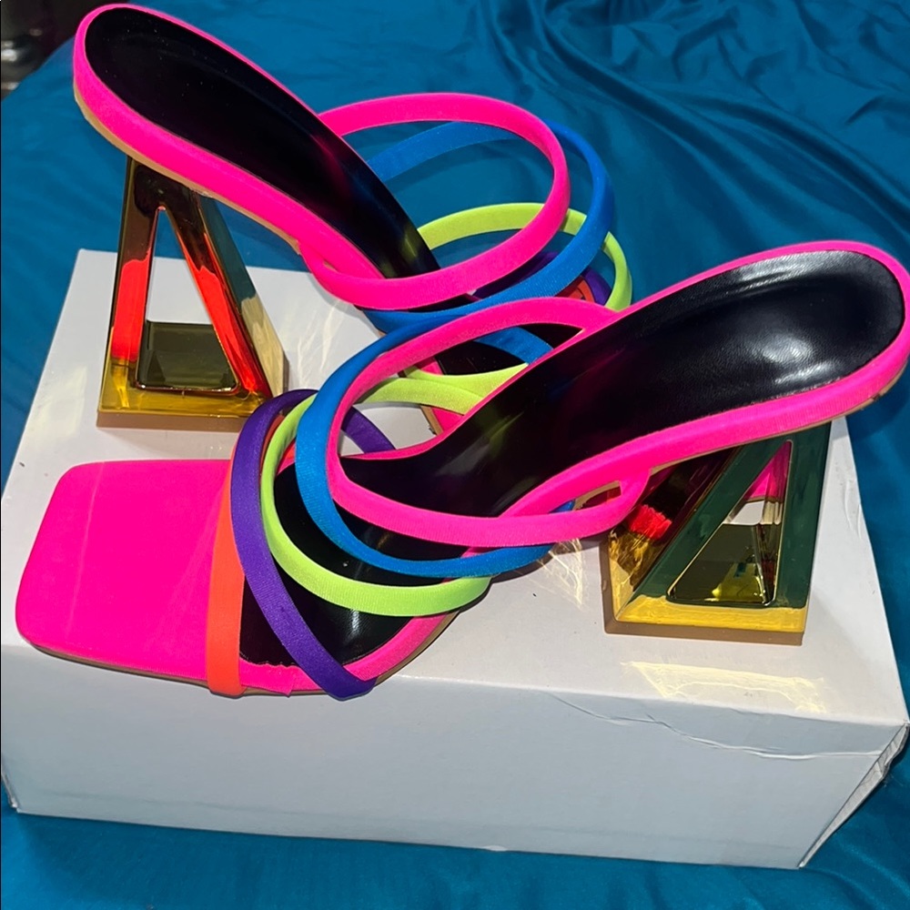 Vibrant Multicolor Strappy Heels